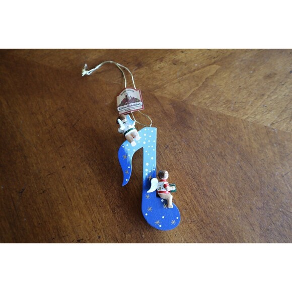KAETHE WOHLFAHRT Wooden Music Note Star Ornament Angels Christmas Germany Vtg - Picture 7 of 10